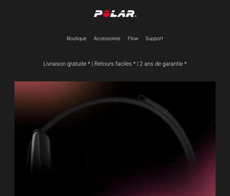 Een teaserafbeelding van de aankomende Polar wearable, gedeeld in een e-mail aan Polar-klanten. (Afbeeldingsbron: u/Ok-Employee-8939 via Reddit)
