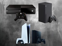 Xbox One, Xbox Series X, PS4 en PS5 consoles worden getoond (bron: Microsoft Gaming, Sony PlayStation met bewerkingen)