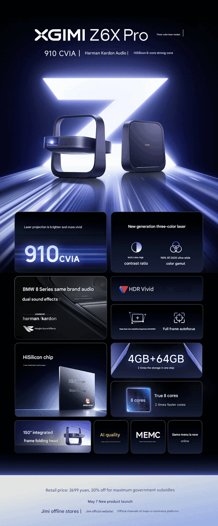 Een marketingposter voor de Xgimi Z6X Pro Tri-Color Laser Edition projector. (Afbeeldingsbron: Xgimi)