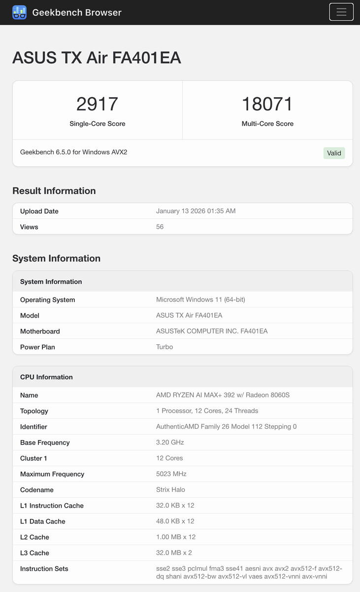 (Afbeeldingsbron: Geekbench)