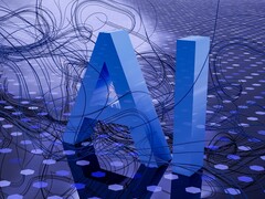 Een decoratieve afbeelding met de tekst &quot;AI&quot; (Afbeelding bron: Steve Johnson via Unsplash; bijgesneden)