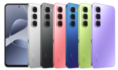 De Infinix Hot 60i is verkrijgbaar in zwart, titaniumzilver, schaduwblauw, neonrood, weidegroen en soul eye paars. (Afbeelding bron: Infinix)