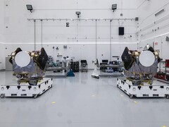 NASA's twee ESCAPADE-ruimtevaartuigen (bron: Rocket Lab; bijgesneden)