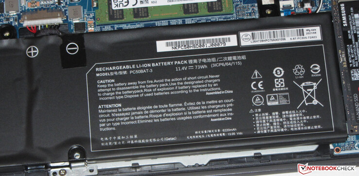 De batterij heeft een capaciteit van 73 Wh.