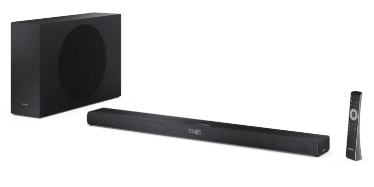 De Sharp HT-SBW320 2.1ch ultraslanke Soundbar met draadloze subwoofer. (Afbeelding bron: Sharp)