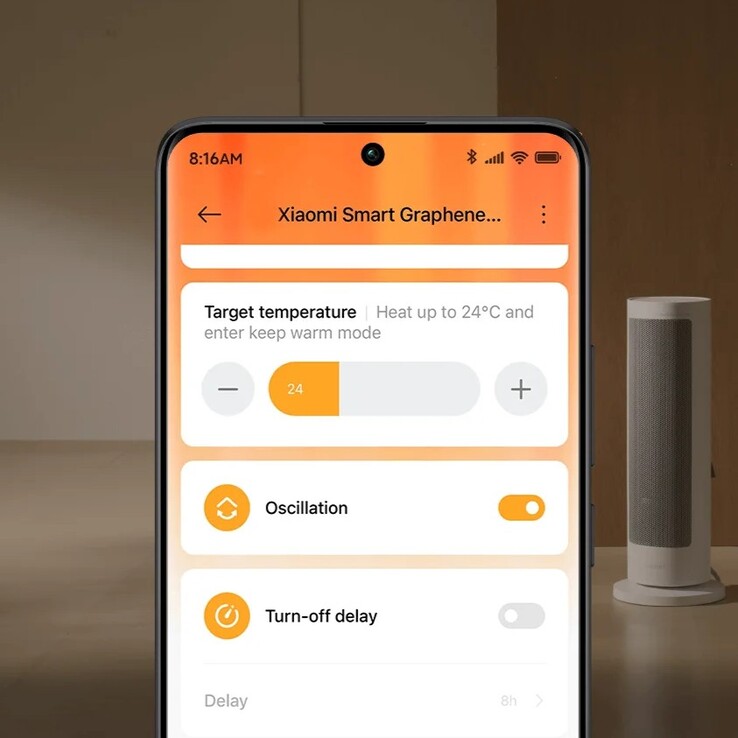 De Xiaomi Smart Graphene Heater kan bediend worden via de Xiaomi Home app. (Afbeeldingsbron: Xiaomi)