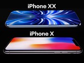 Vermeende iPhone XX/20 render (boven), iPhone X (onder).