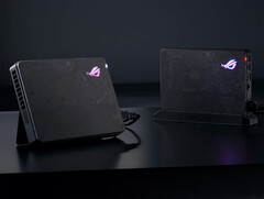 Asus levert een eenvoudige standaard bij de ROG XG Mobile 2025 eGPU&#039;s. (Afbeeldingsbron: Asus)