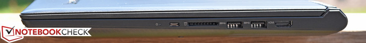 Rechts: USB 3.1 Type-C Gen 1, SD-kaart-poort, USB 3.0 x 2, HDMI