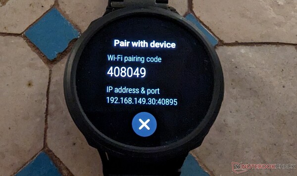 Het scherm voor draadloze ADB-koppeling op een Samsung Galaxy Watch 4 (Bron: Notebookcheck)
