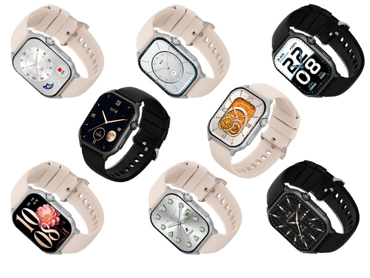 De twee kleurvarianten en verschillende wijzerplaten van de smartwatch