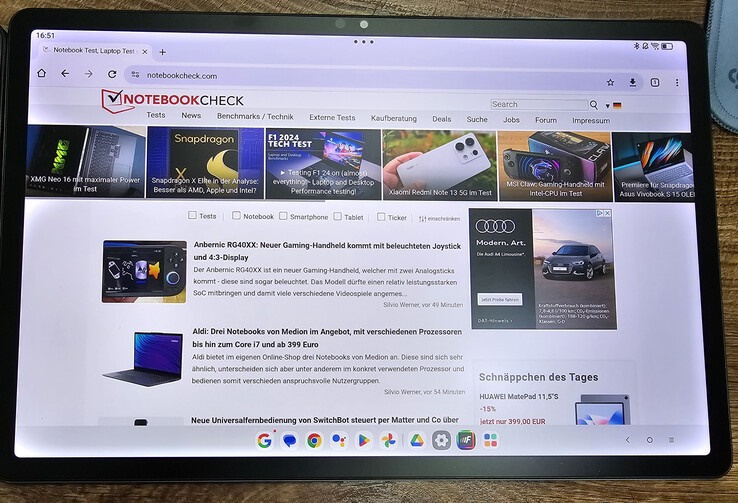 Mat scherm (Lenovo Tab P12 mat) met zwakke lichtbron
