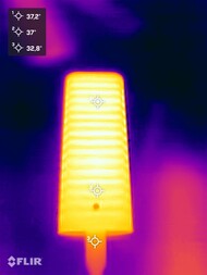Warmteontwikkeling tijdens de stresstest (onderkant)