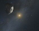 Een artist impression van een asteroïde in de Kuipergordel