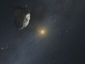 Een artist impression van een asteroïde in de Kuipergordel