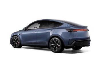 Model 3 in Frost Blue Metallic.