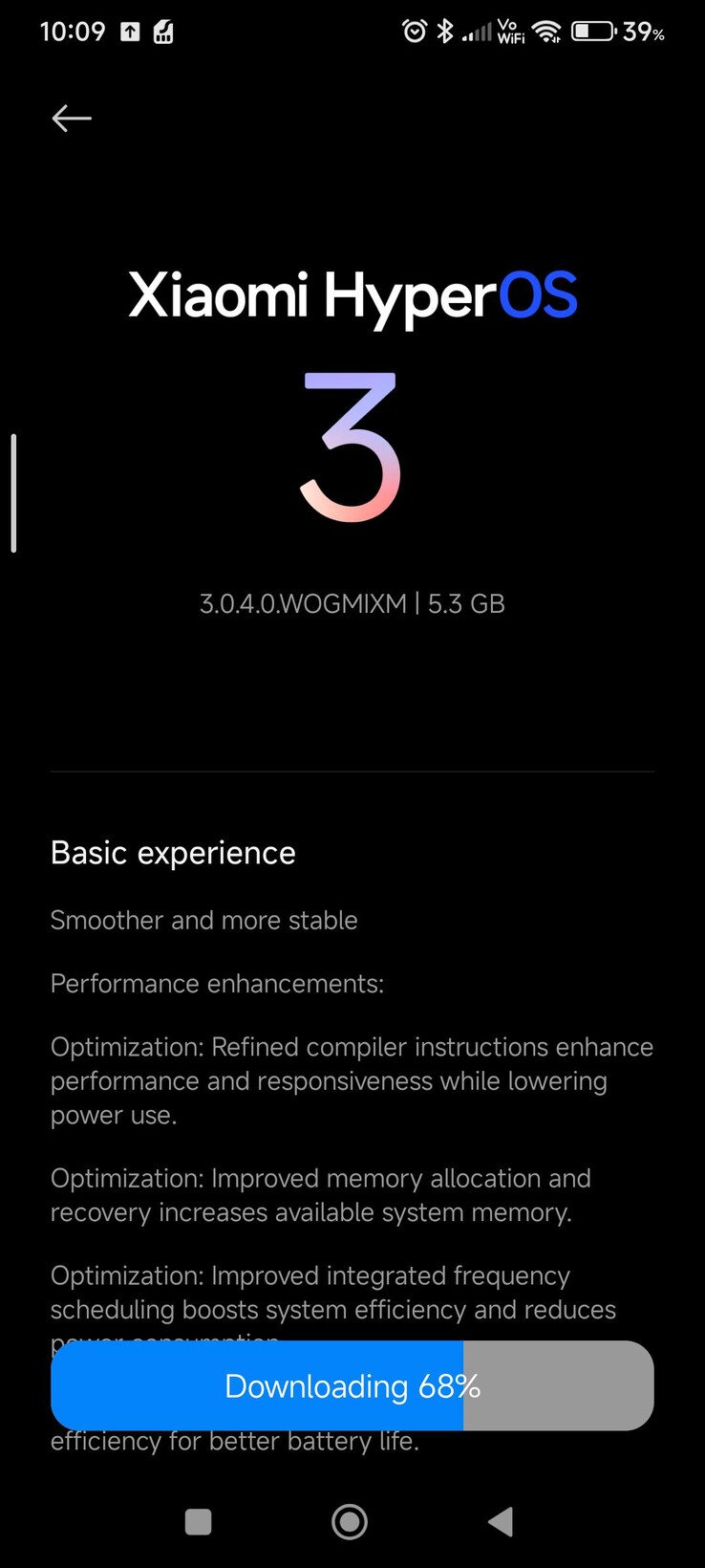 HyperOS 3 OTA wordt gedownload op een Redmi Note 14 4G. (Afbeeldingsbron: u/Similar-Scarcity-937 via Reddit)