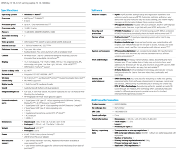 HP Omen 16 - AMD - Specificaties. (Bron: HP)