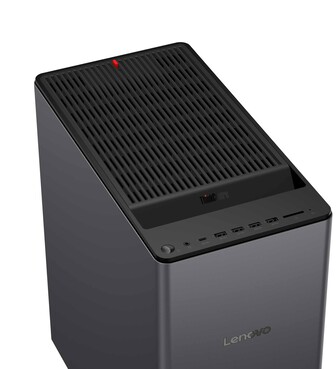 De Lenovo ThinkCentre X heeft ook een gezonde hoeveelheid I/O aan de voorkant. (Afbeeldingsbron: Lenovo)