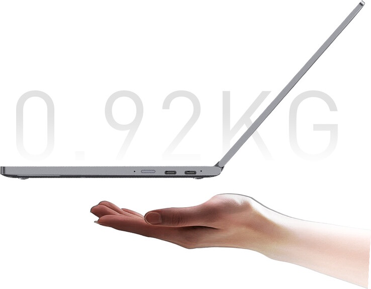 De MiniBook X heeft alleen twee USB-C poorten en een 3,5 mm audio-aansluiting voor I/O's (Afbeelding bron: Chuwi)