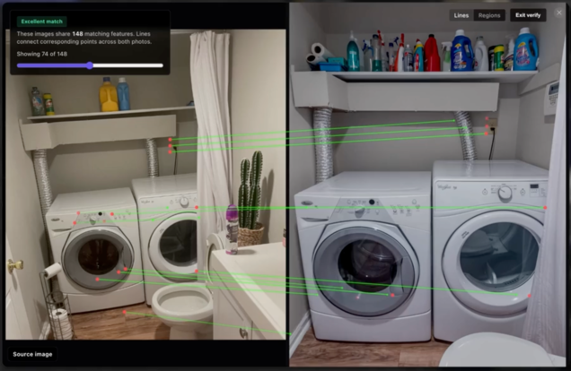 Demonstratie van Raven AI. De tool koppelt interieurfoto's aan online vastgoedadvertenties.