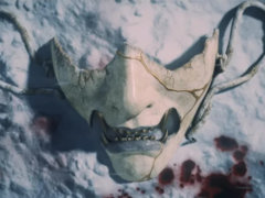 Het Atsu-masker uit de PlayStation State of Play-trailer van Ghost of Yotei (bron: PlayStation YT)