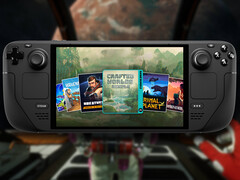De Crafted Worlds Bundel verloopt op 10 februari. Afgebeeld: Steam Deck met de coverfoto van de bundel. (Afbeeldingsbron: Steam - bewerkt)