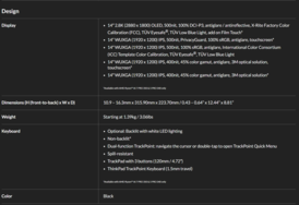 Lenovo ThinkPad P14s Gen 6 AMD specificaties (bron: Lenovo)