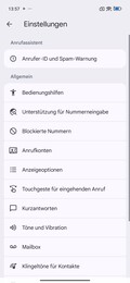 Instellingen telefoonapp
