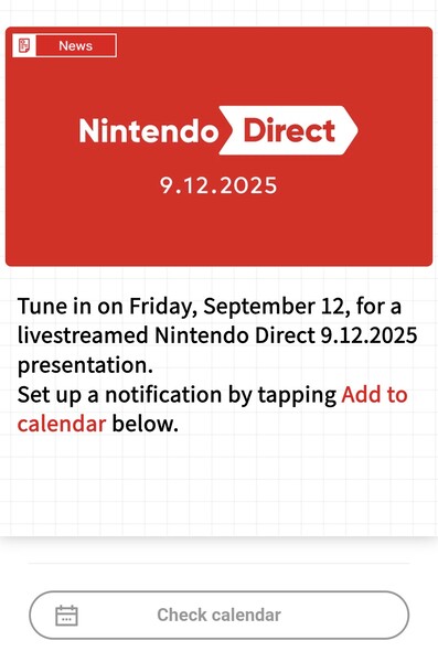 De interface van de Nintendo Today! app wordt getoond (Afbeelding bron: screenshot, Nintendo Today! app)
