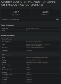 Ryzen 9 8940H Geekbench notering (afbeelding via Geekbench)