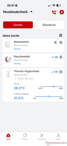 Overzicht van de X-Sense-app
