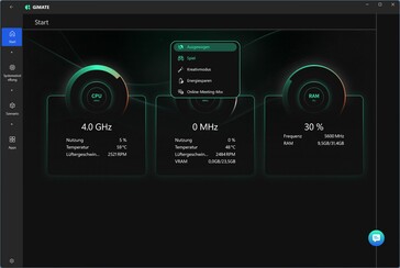 Startscherm en prestatieprofielen
