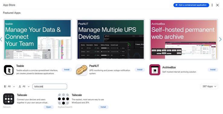 Zoeken naar Tailscale in de ZimaOS app store. De versie van BigBearCasaOS is misschien meer up-to-date.