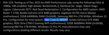 AMD Ryzen 7 5700 vs Intel Core i5-14000F (afbeelding via AMD)