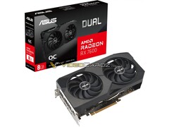 ASUS komt naar verluidt niet met nieuwe koelerontwerpen voor zijn RX 7600-kaarten. (Bron: ASUS/VideoCardz)