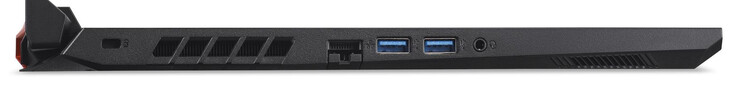 Linkerzijde: Gleuf voor een kabelslot, Gigabit Ethernet, 2x USB 3.2 Gen 1 (Type A), audio combo