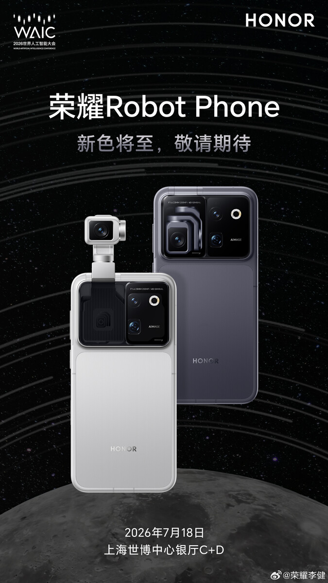 De Honor Robot Phone wordt op 18 juli 2026 in China gelanceerd.