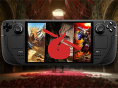 Steam Deck met de cover van de bundel en Humble Bundle-logo