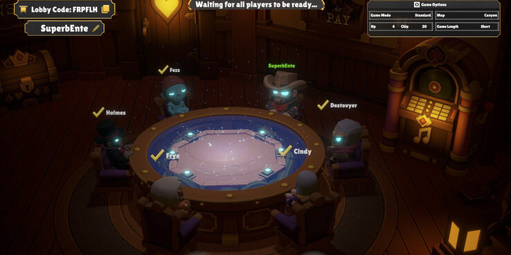 One Last Hand ondersteunt online wedstrijden voor maximaal zes spelers, waarbij elke speler plaatsneemt aan de kaarttafel voordat de wedstrijd begint