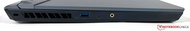 Links: USB-A (3.2 Gen. 1, onder spanning), USB-C (3.2 Gen. 2), 3,5 mm audio-aansluiting