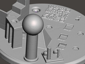 Er zijn wat details verloren gegaan in de 3D-scan, zoals te zien is bij de schroefdraad op de kleinere cilinders