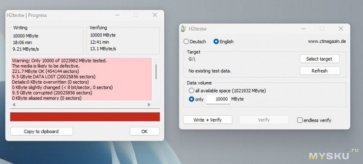 Uitvoer van de testtool (Afbeelding bron: Murometz - MySKU)