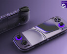 De Odin 3 wordt aangedreven door een Dragonwing Q8 SoC. Afgebeeld: de helderpaarse uitvoering van de gaming-handheld.