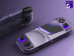 De Odin 3 wordt aangedreven door een Dragonwing Q8 SoC. Afgebeeld: de helderpaarse uitvoering van de gaming-handheld.