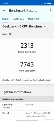 MediaTek Dimensity 9300 Geekbench CPU score (afbeelding via Weibo)