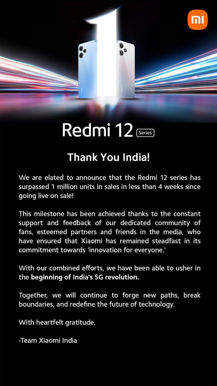 Xiaomi bedankt voor de Redmi 12-serie. (Bron: Xiaomi via X/Twitter)