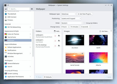 De achtergrond selecteren in de KDE-systeeminstellingen (Bron: Nate/KDE)