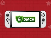 OLED van Nintendo Switch met DMCA-logo
