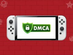 OLED van Nintendo Switch met DMCA-logo
